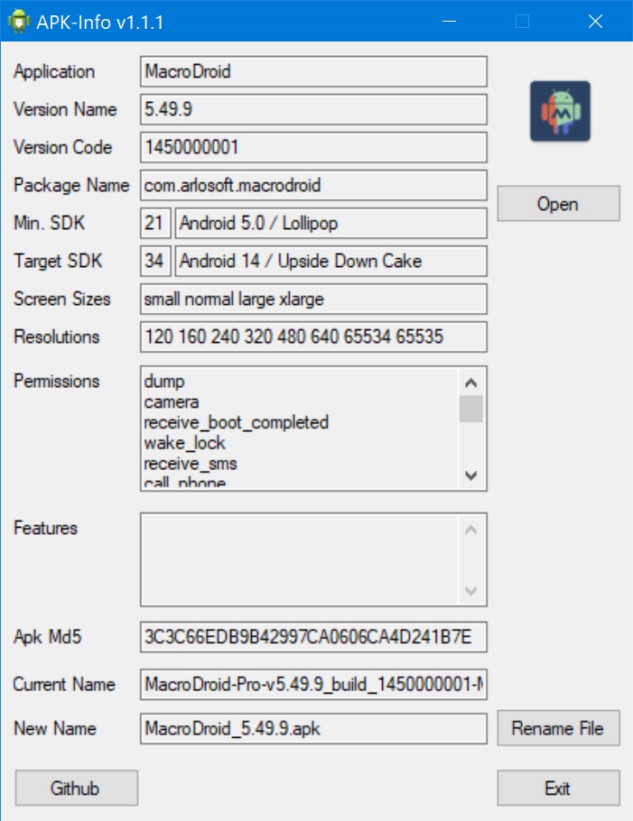 APK-Info 1.1.1 / 1.36 на русском языке