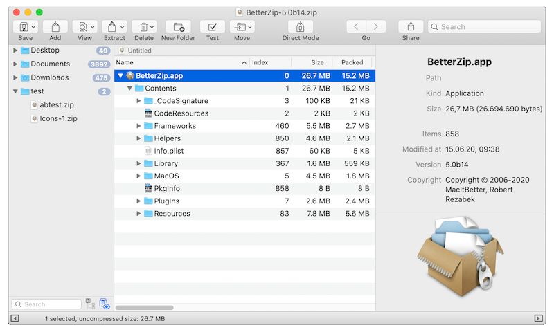 BetterZip версии 5.3