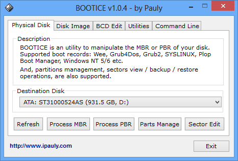 Bootice 1.3.4.0 для 64-битных систем
