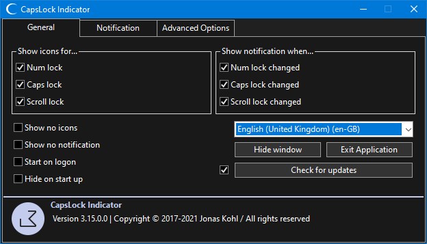 Индикатор CapsLock версии 3.16.1.2
