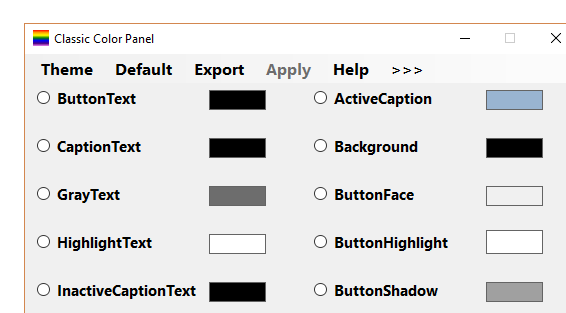 Классическая цветовая панель версии 2.0.0.54