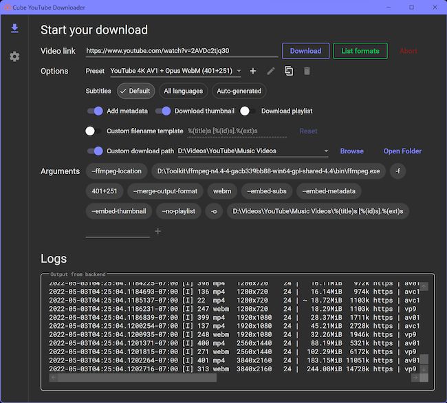 Cube YouTube Downloader версия 1.12.1 для x64