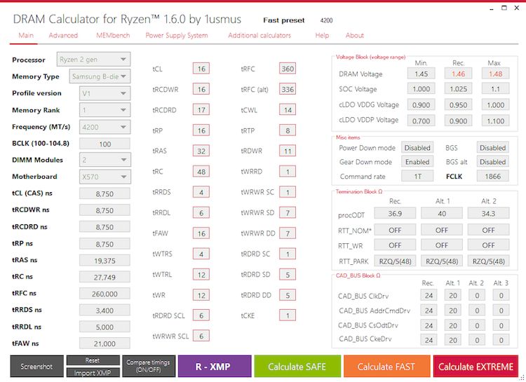 Калькулятор DRAM для Ryzen версии 1.7.3