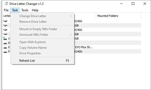 Изменение буквы диска 1.4