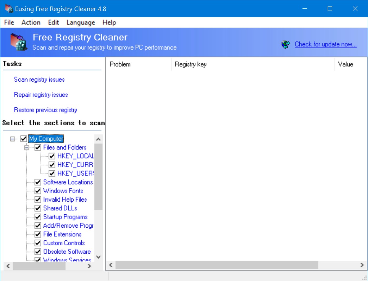Eusing Free Registry Cleaner 4.8 версия 20251219 с портативной версией