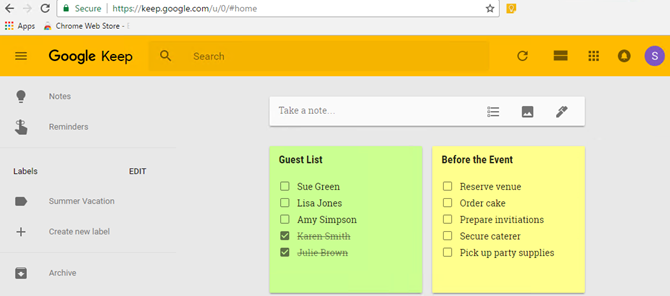 Google Keep для Chrome версии 4.24502.600.1