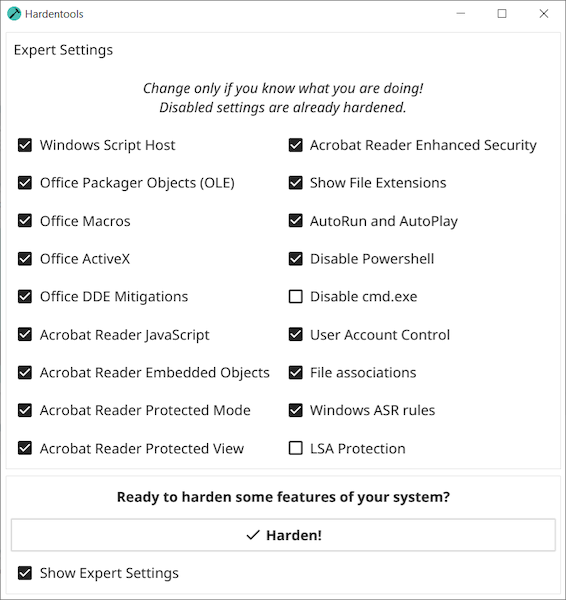 Hardentools версия 2.5