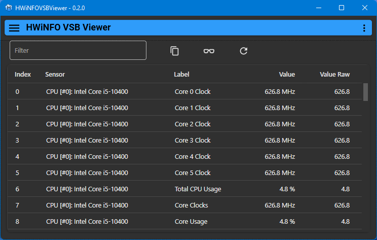 HWiNFO VSB Viewer версия 0.2.2