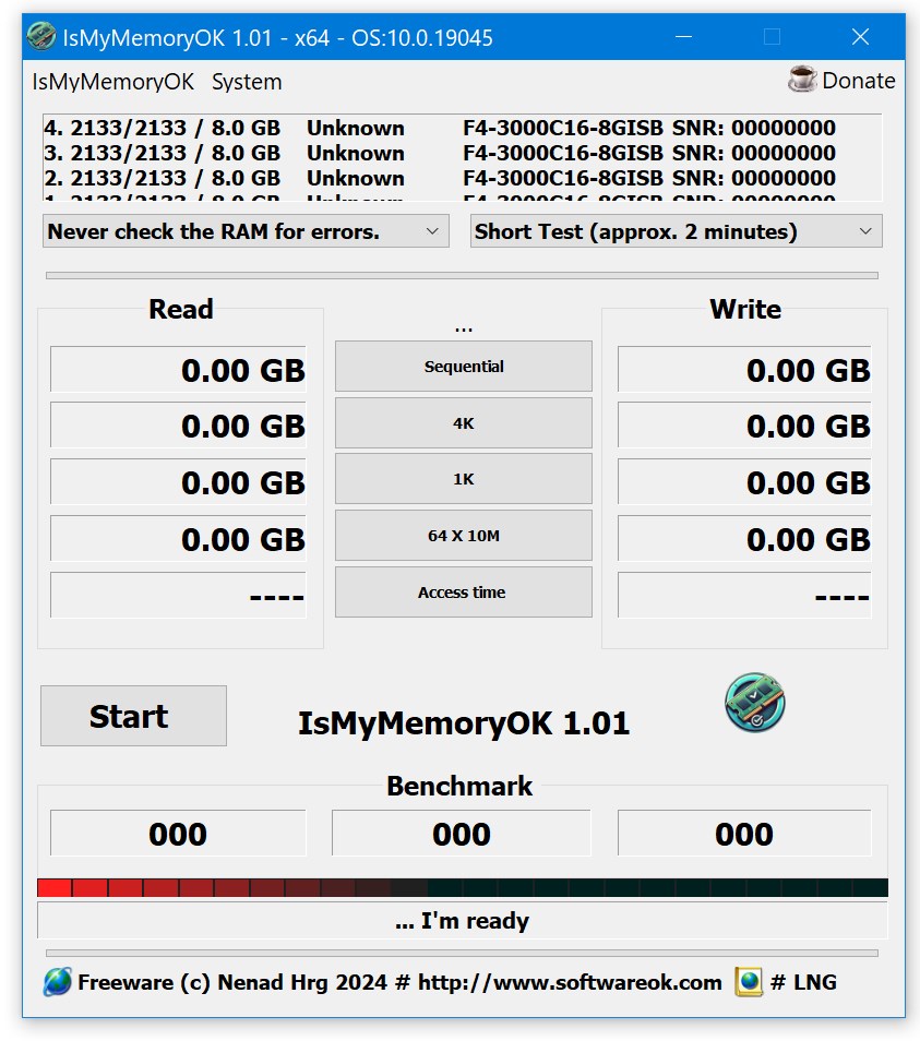 IsMyMemoryOK 1.05: x64 с поддержкой русского языка