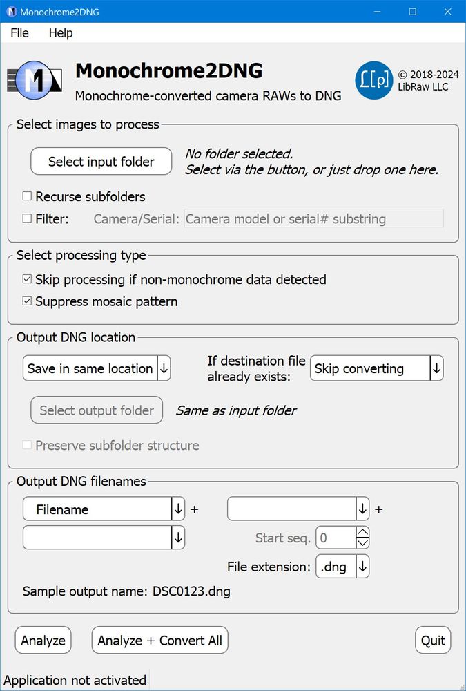 LibRaw Monochrome2DNG версия 1.7.1.73 для x64