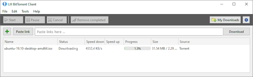 Предварительная версия LIII BitTorrent Client 0.1.1.19