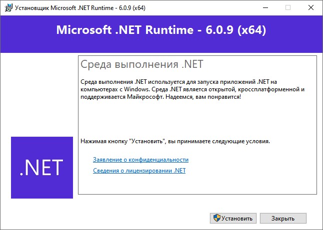 Microsoft .NET Framework версии 6.0.9