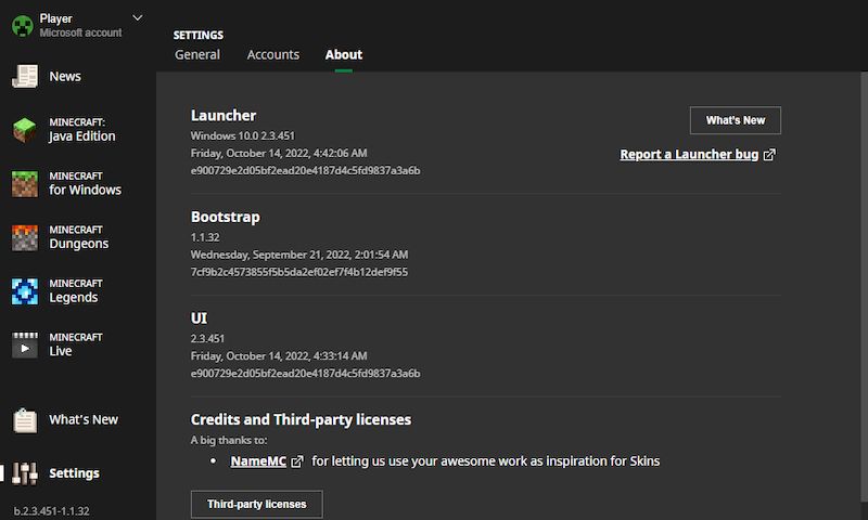 Minecraft Launcher версии 2.3.451