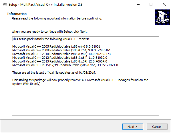 MultiPack Visual C++ Installer версии 3.2