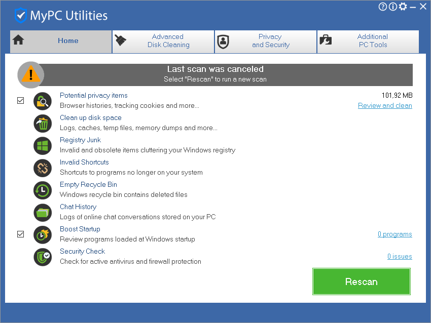 MyPC Utilities версия 8.0.0.1