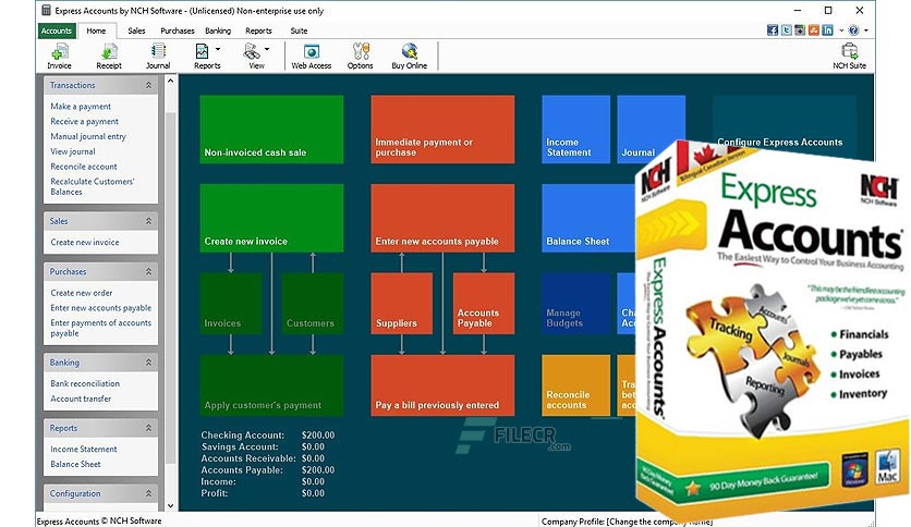 NCH Express Accounts Plus версия 11.00 и 10.14 для macOS