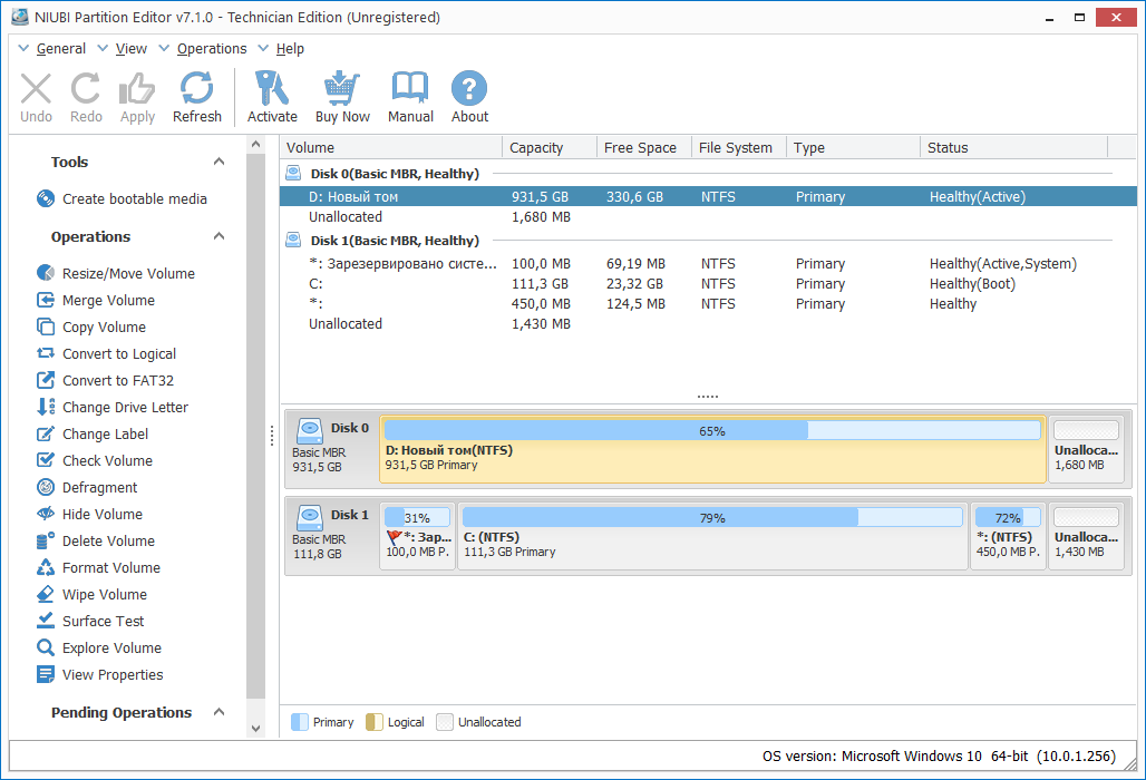 NIUBI Partition Editor 10.1.0 + Русская Portable + Repack + x64 WinPE