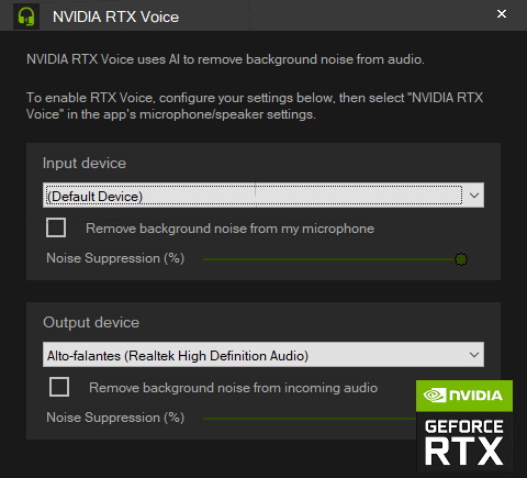 NVIDIA RTX Voice версии 0.5.12.6