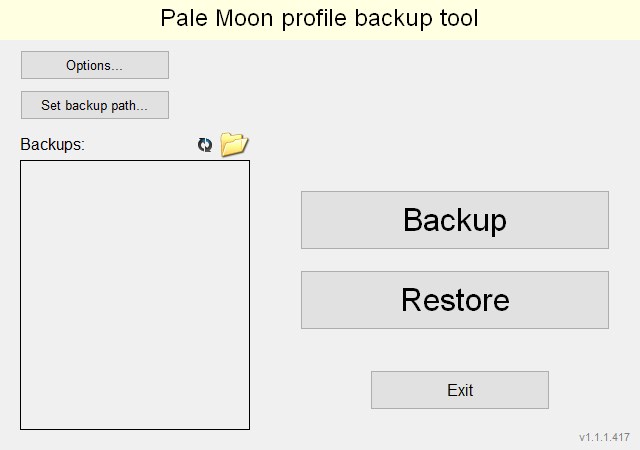 Pale Moon profile backup tool 1.1.1.417 Инструмент резервного копирования профилей