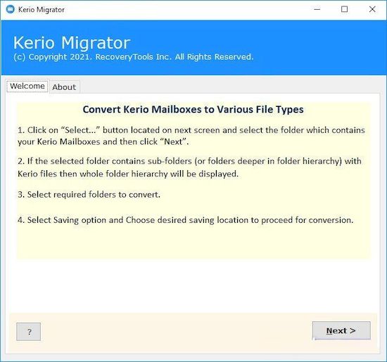 RecoveryTools Kerio Migrator версия 12.0