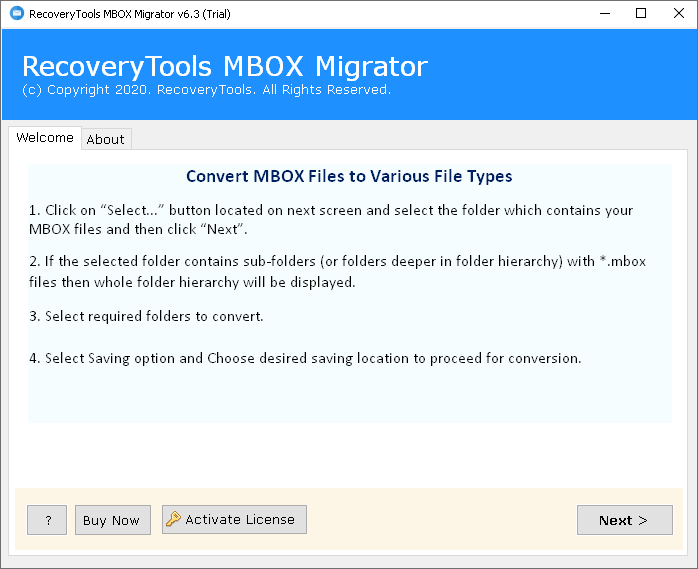 8.1 программы RecoveryTools MBOX Migrator