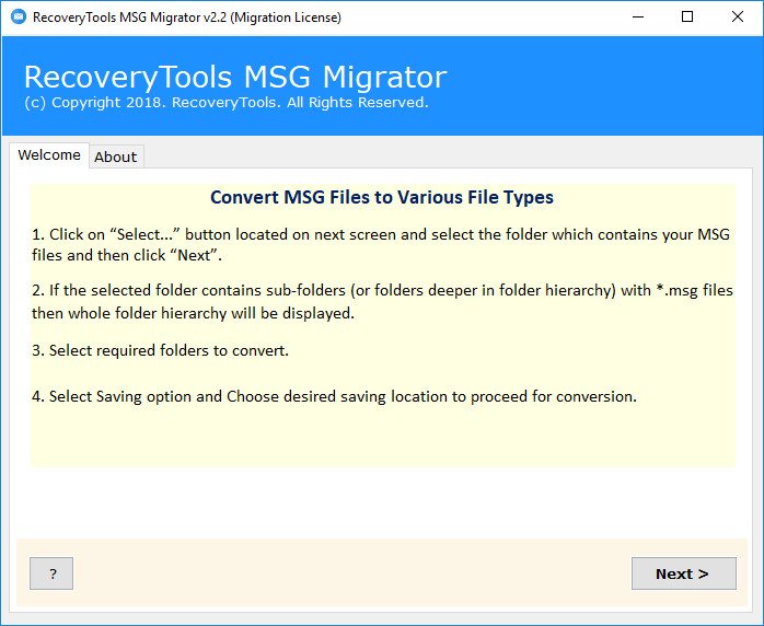 RecoveryTools MSG Migrator версия 3.0