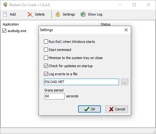 Перезапуск при сбое 1.6.4.0