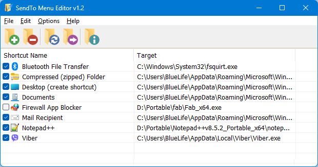 Редактор меню SendTo 1.2