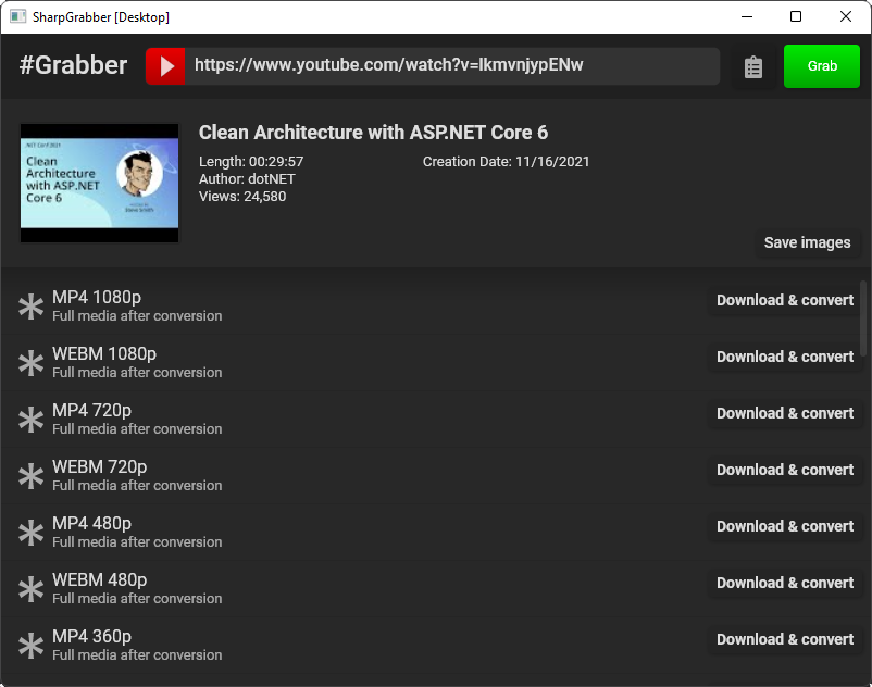 SharpGrabber Desktop версии 4.8