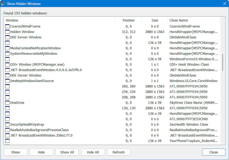 Отобразить Скрытые Окна 1.0