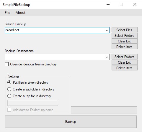 SimpleFileBackup до версии 1.1