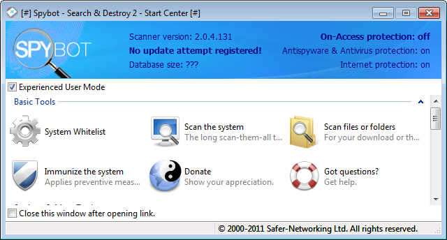Spybot Search & Destroy версии 2.9.85.5.0 с портативной версией