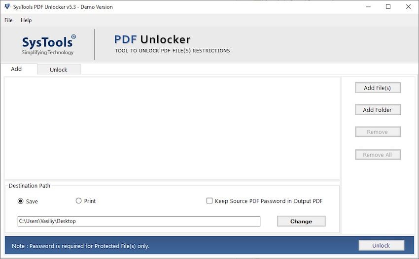 SysTools PDF Unlocker версия 5.3