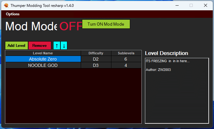 Инструмент моддинга Thumper Modding Tool версия 1.4.0