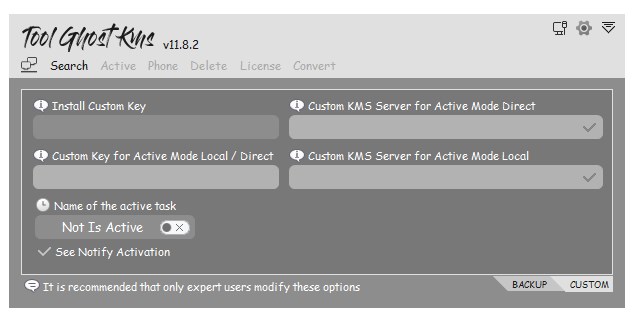 Инструмент Ghost KMS версии 11.8.2