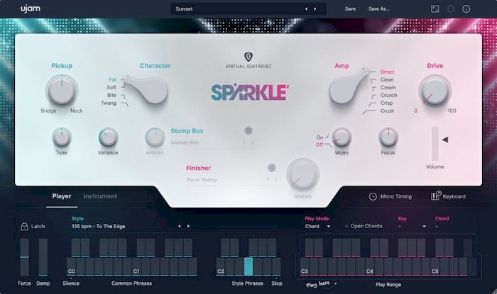 UJAM Virtual Guitarist SPARKLE 2 версия 2.1.0 с библиотекой