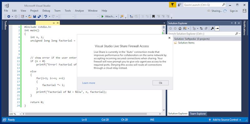 Visual Studio Live Share версия 1.0.5843.0