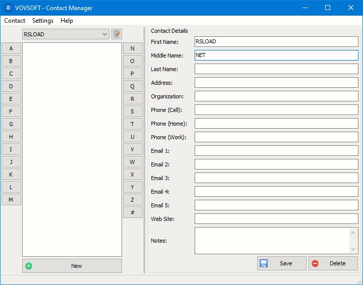 Vovsoft Contact Manager версия 1.7