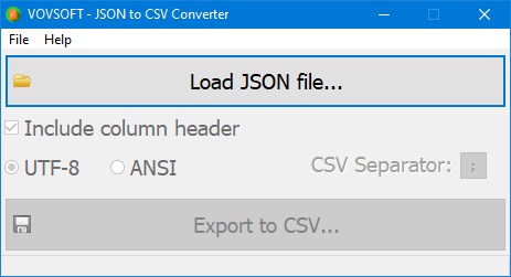 Vovsoft Конвертер JSON в CSV версии 1.5