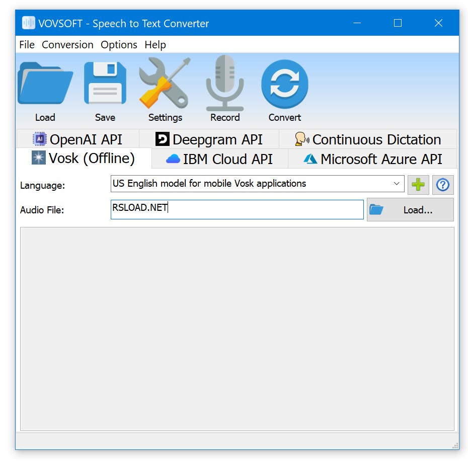 Конвертер речи в текст VovSoft версии 5.4