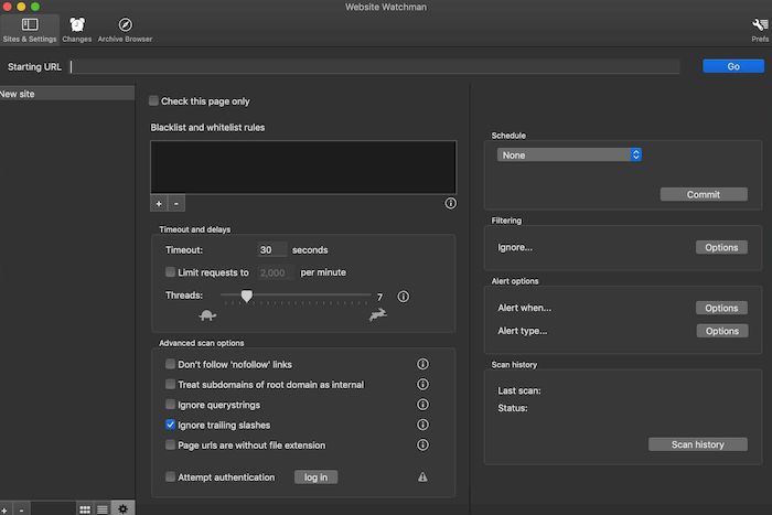 Website Watchman версия 3.3.1 для macOS