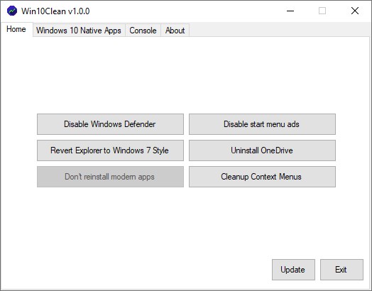 Win10Clean версия 1.0.0