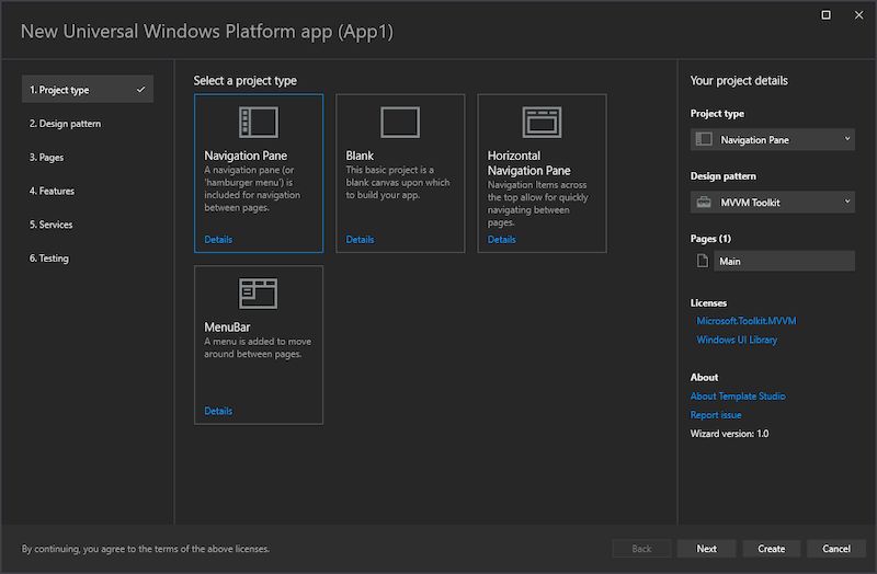 5.4 Windows Template Studio
