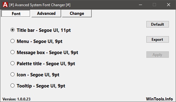 WinTools Advanced System Font Changer версия 2.1.0.14