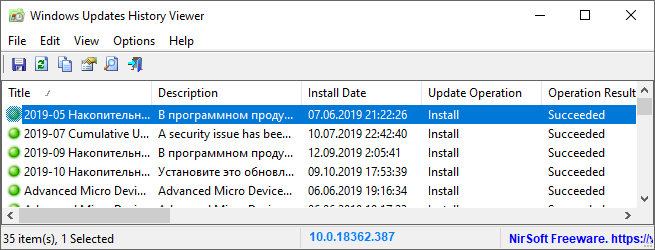 WinUpdatesView 1.19: для x64 с русским интерфейсом