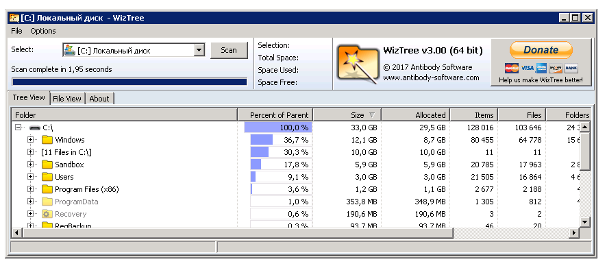 WizTree Enterprise 4.23: и Русская локализация