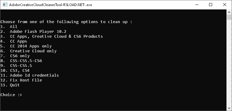 Инструмент очистки Adobe Creative Cloud версии 4.3.0.834