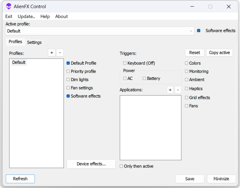 AlienFx Tools версия 9.0.0.1 для x64