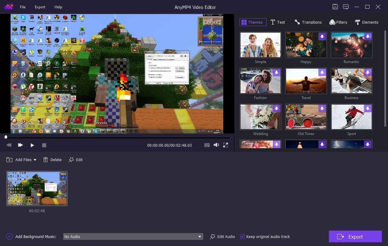 AnyMP4 Video Editor версия 1.0.38 для 64-битных систем