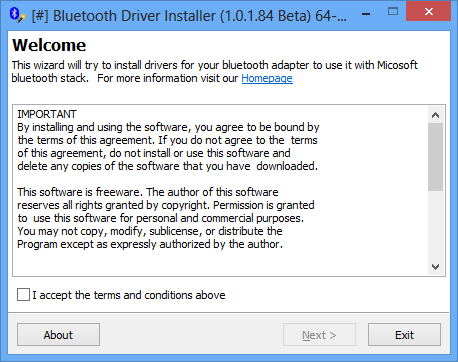 Bluetooth Driver Installer 1.0.0.164 Beta для x64 систем